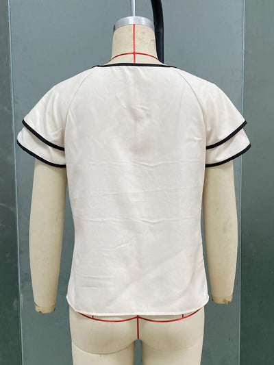 Blusa Doble Capa de Manga Corta para Mujer - Estilo Europeo y Americano - Image 8