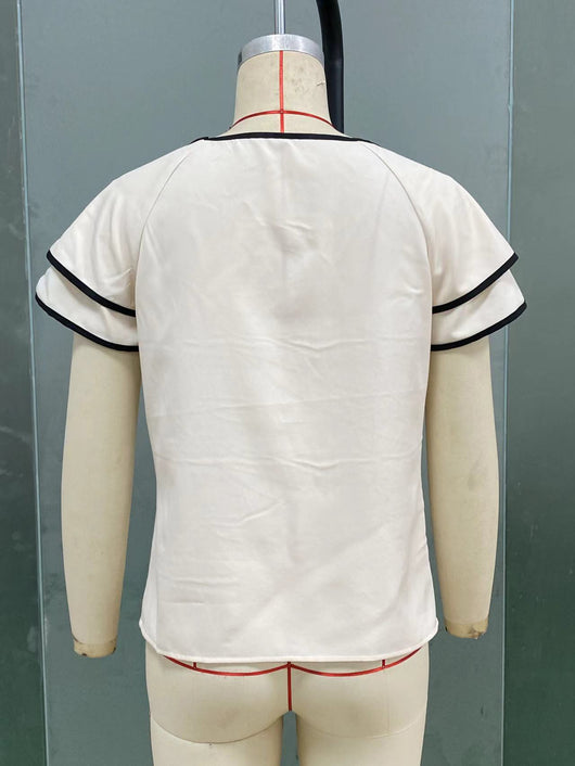 Blusa Doble Capa de Manga Corta para Mujer - Estilo Europeo y Americano - Image 8