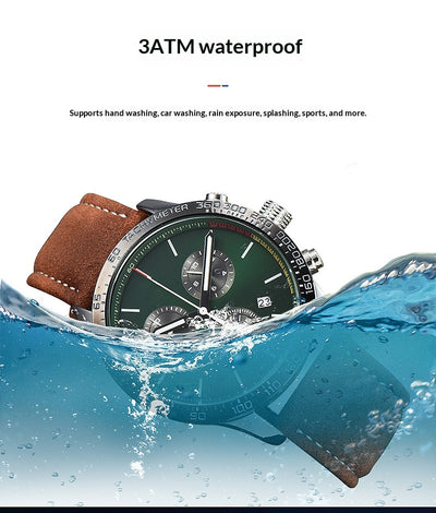 Reloj de Cuarzo para Hombre con Correa de Cuero y Calendario - Image 12