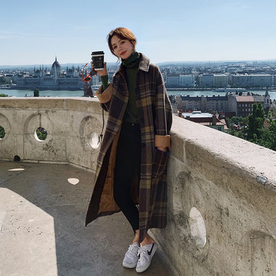 Abrigo de Lana a Cuadros Oversized para Otoño e Invierno - Image 2