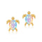 Ocean Series Pequeño Turtle Synthetic Opal Earrings 10K Yellow 925 Plateado