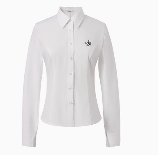 Blusa Universitaria a Rayas con Cuello Solapa y Cintura Ajustada - Image 2