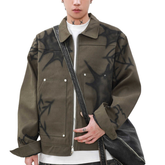 Chaqueta Urbana Unisex con Cierre de Cremallera - Estilo Graffiti Primavera Otoño