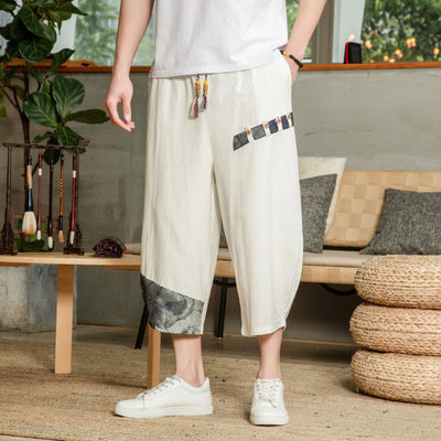 Pantalones Cortos de Lino Casual para Hombre - Cintura Media sin Estiramiento - Image 3