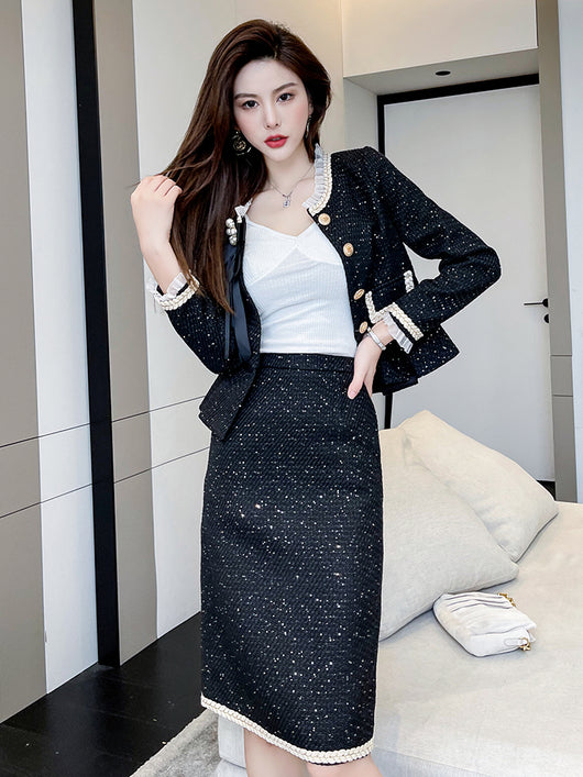 Conjunto Otoñal Elegante: Abrigo y Falda Estilo Occidental para Mujer - Image 4