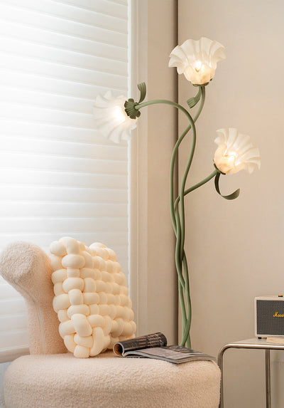 Lámpara de Pie Floral Estilo Provenzal Crema - Image 17