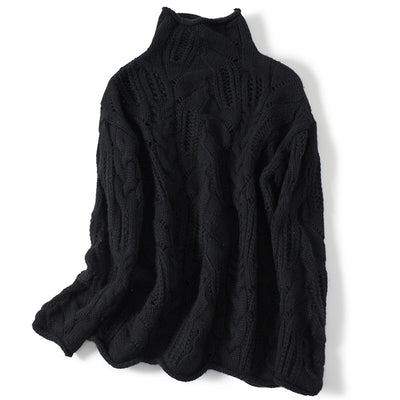 Suéter de Malla en Cashmira Pura Cuello Alto Grueso para Mujer - Image 9