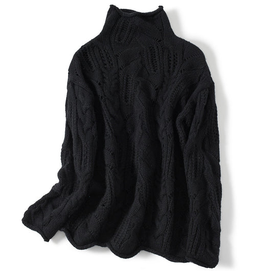 Suéter de Malla en Cashmira Pura Cuello Alto Grueso para Mujer - Image 9