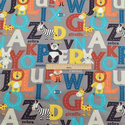 Tela de Algodón Puro para Ropa de Cama Infantil con Diseño de Animales del Abecedario - Image 4