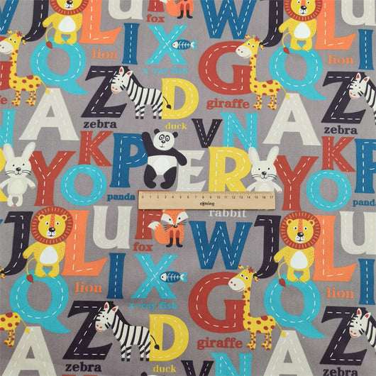 Tela de Algodón Puro para Ropa de Cama Infantil con Diseño de Animales del Abecedario - Image 4