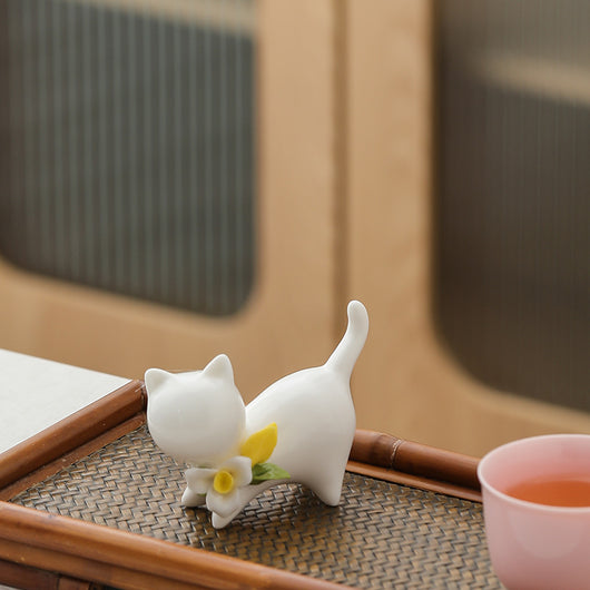 Juego de Ceremonia de Té Felino en Cerámica - Image 3