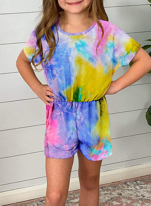 Jumpsuit Tie-dye Cuello Redondo para Mujer - Estilo Casual Moderno