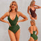 Traje de Baño Enterizo con Escote en V y Tirantes Ajustables