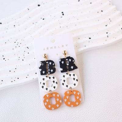 Aretes de Arcilla Polimérica BOO - Diseño Fantasma Halloween