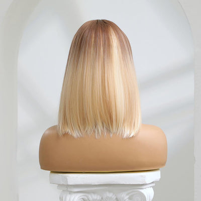 Peluca con Degradado Ombré Platinado y Reflejos Multicolor - Raya al Centro - Image 10