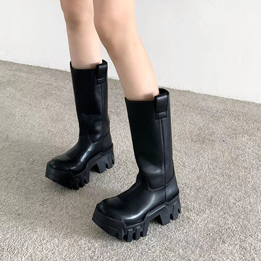 Botas Motociclista para Mujer con Suela Gruesa y Acabado Aterciopelado - Image 3