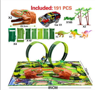 Juguete de Carrera en Pista Eléctrica Tiranosauro Dinosaurio Ensamblable con Simulación - Image 35