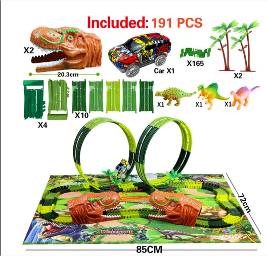 Juguete de Carrera en Pista Eléctrica Tiranosauro Dinosaurio Ensamblable con Simulación - Image 35