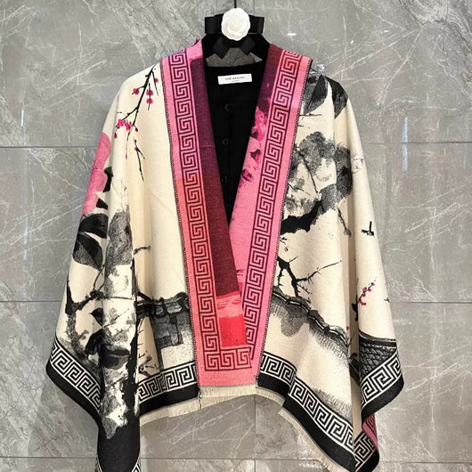 Chal Estético de Pintura China - Bufanda Cálida para Otoño e Invierno - Image 8