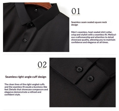 Camisa Elástica sin Costuras para Hombre Talla Grande - Manga Larga Antirruga - Image 18