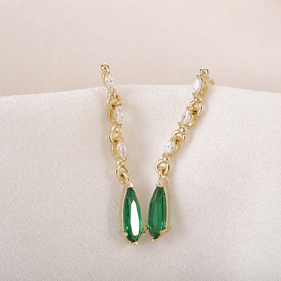 Aretes de Perla Verde Esmeralda con Brillo Cristalino - Image 5