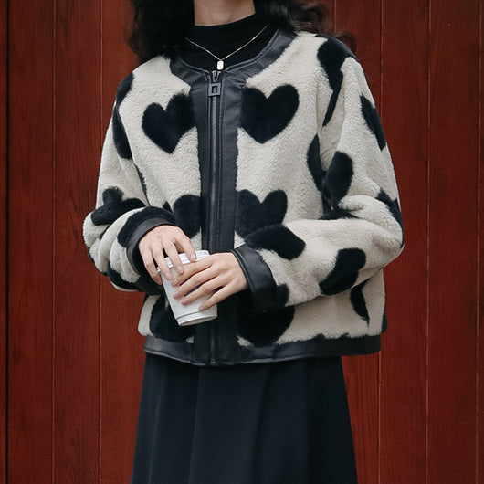 Chaqueta Acolchada con Diseño de Corazón y Forro de Lana para Mujer - Image 3