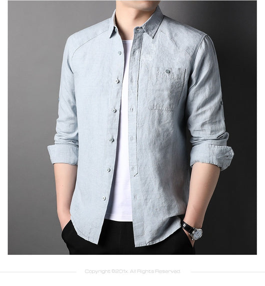 Cardigan de Lino Puro para Hombre - Manga Larga Primavera Verano - Image 16