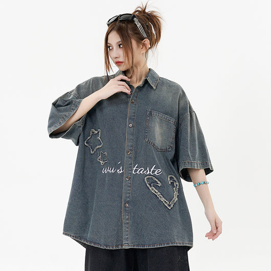 Camisa Denim Punk de Manga Corta para Hombre - Image 22
