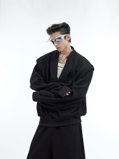 Conjunto de Suéter Suelto y Cómodo Talla Grande Escote en V - Image 3