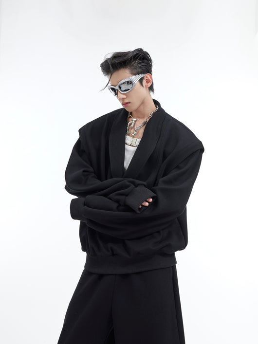 Conjunto de Suéter Suelto y Cómodo Talla Grande Escote en V - Image 3