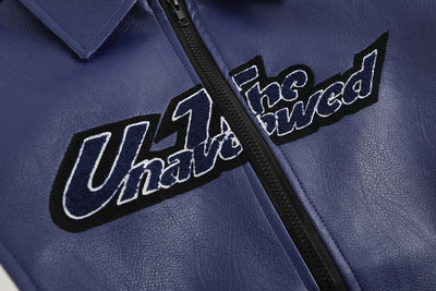 Chaqueta Universitaria Retro PU Bordada Suelta para Hombre - Image 12