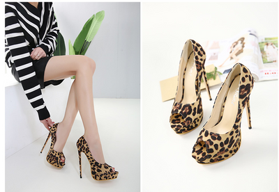 Tacones Altos Estampado Leopardo con Pico de Pez - Image 7