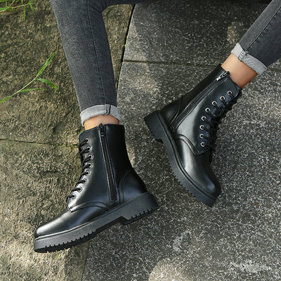 Botas Cortas Estilo Británico con Tacón Grueso y Cierre Lateral para Mujer - Image 14
