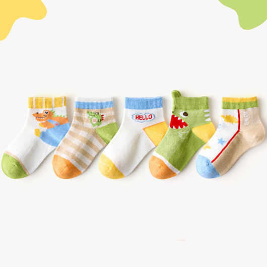 Calcetines Infantiles Dinosaurio Malla Colores Brillantes - Image 10