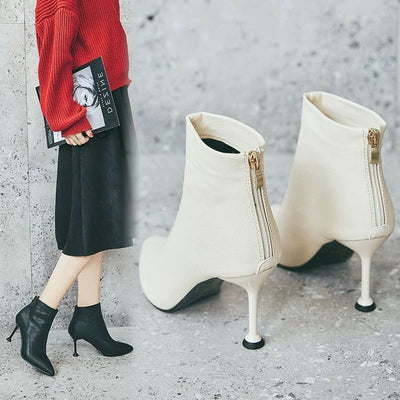 Botas Cortas de Tacón Stiletto para Invierno - Elegancia y Comodidad - Image 11