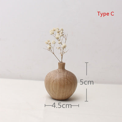 Jarrón de Madera Maciza Estilo Japonés con Flores Secas Decorativas - Image 8
