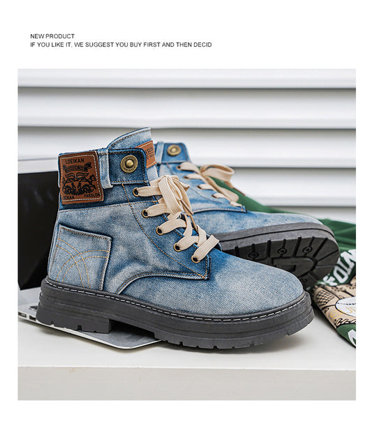 Botas Martin Denim Talla Grande para Hombre - Calzado de Trabajo Versátil - Image 14