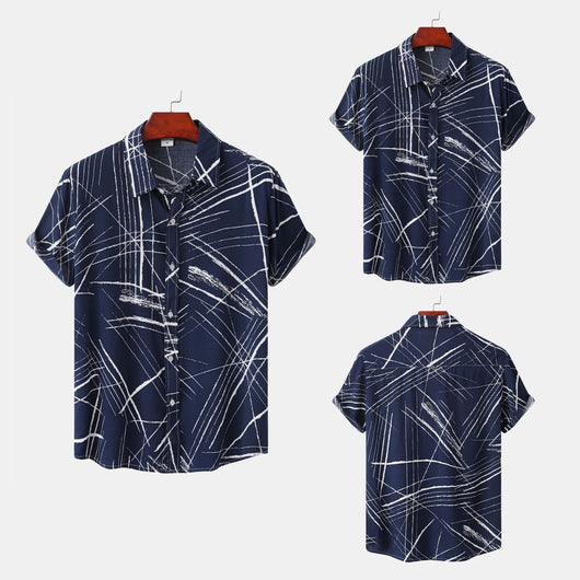 Camisa Casual Manga Corta con Cuello y Estampado a Cuadros para Hombre - Image 16