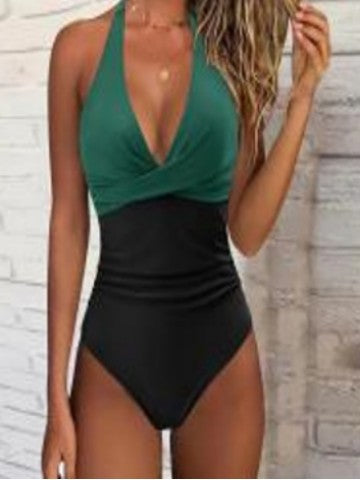 Bikini Halter Estampado con Cordones y Encaje para Playa y Termas - Image 10
