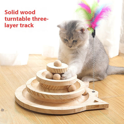 Juguete Interactivo de Madera para Gatos con Plataforma Giratoria