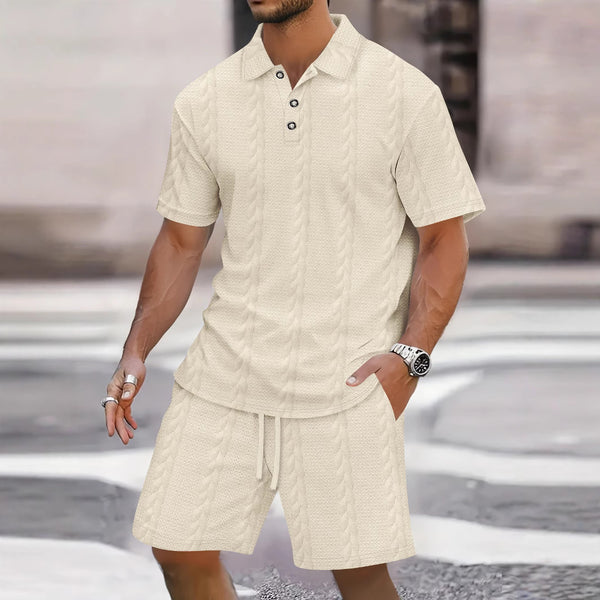 Conjunto Deportivo Masculino con Cuello de Solapa y Shorts