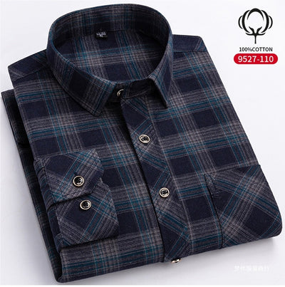 Camisa de Cuadros Suelta en Algodón para Hombre de Manga Larga - Image 26