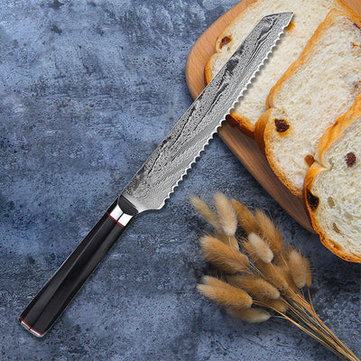 Cuchillo de Pan Damasco Japonés - Acero de Alta Precisión - Image 8