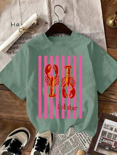 Camiseta Casual Cuello Redondo Estampa Langosta - Image 9