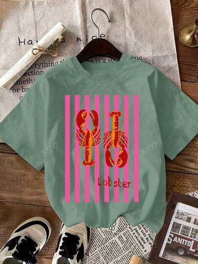 Camiseta Casual Cuello Redondo Estampa Langosta - Image 9
