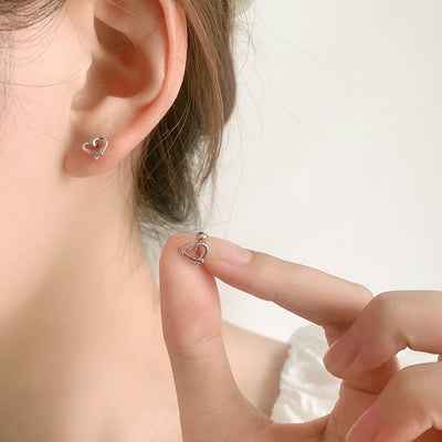 Aretes de Plata Corazón Calado S925 - Image 2
