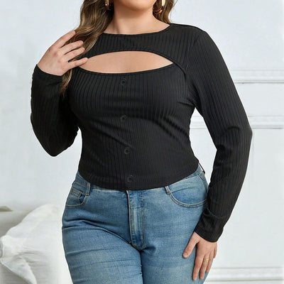 Blusa Ajustada Elegante con Detalles Calados y Mangas Largas - Image 3