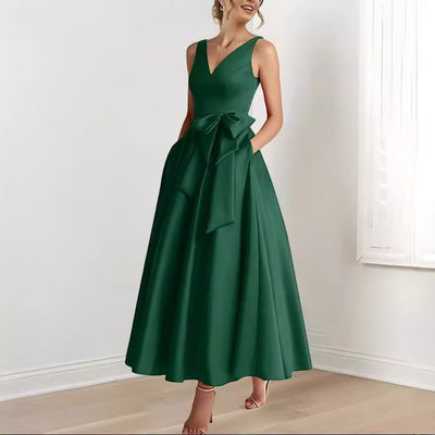 Vestido Escote V Realzador de Silueta para Fiestas y Uso Diario - Image 7