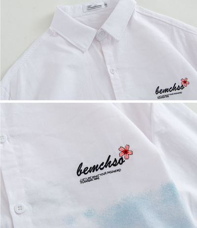Camisa Tie Dye Bordado Grúa Estilo Chino Otoñal - Image 7