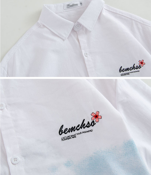 Camisa Tie Dye Bordado Grúa Estilo Chino Otoñal - Image 7